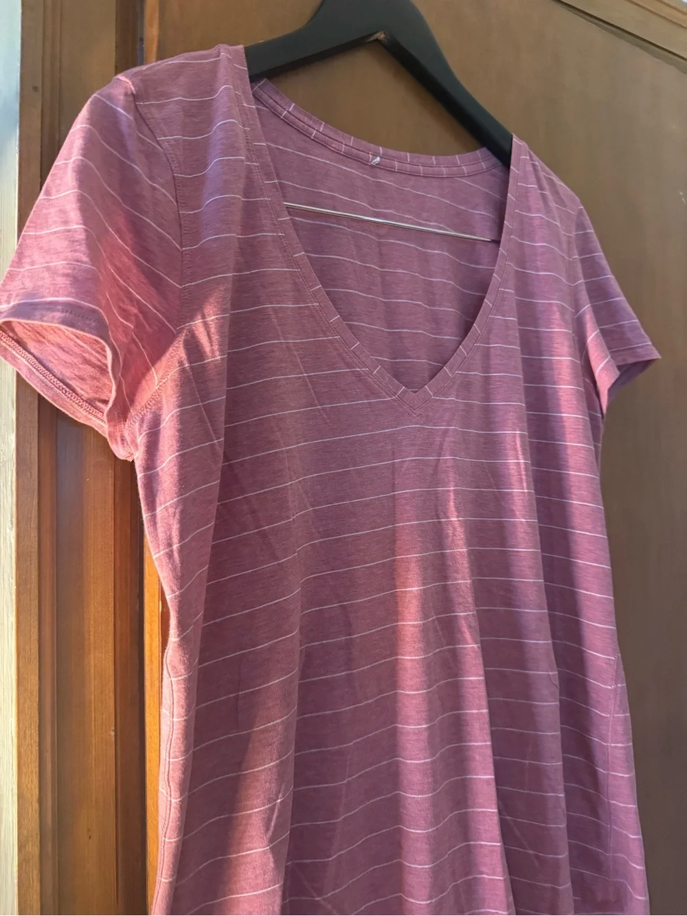 Lululemon Striped V-Neck Short Sleeve Tee - Mauve